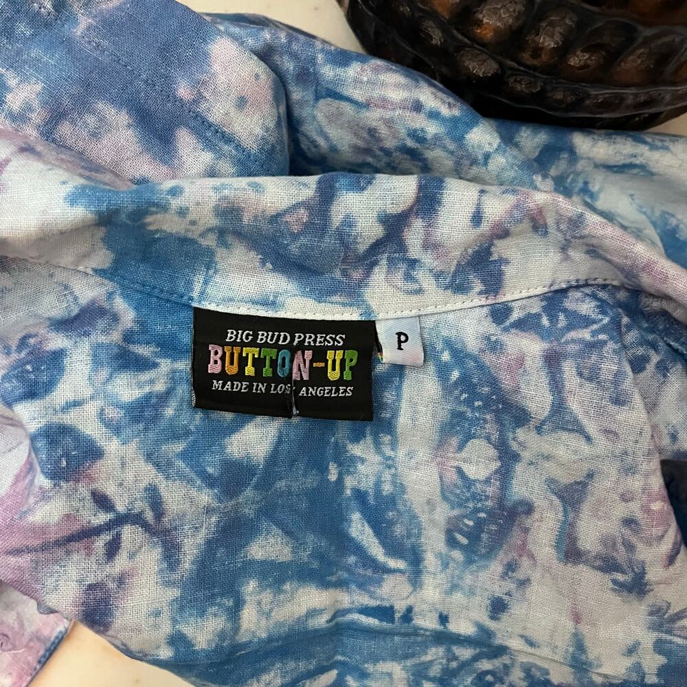 Big Bud Press Women’s Pantry Button Up Tie Dye Collared Shirt Size P Blue Purple - Picture 4 of 9